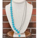 Asymmetric Turquoise and Chain Lariat Necklace Blue Photo 1