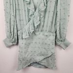 Retrofête Retrofete Lennon Embellished Silk Chiffon Dress in Green Size XS NWT Long Sleeve Photo 4