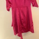 DO+BE Pink Wrap Ruched Sleeves Side Ruffle Sheath Dress S Photo 6