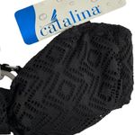 Catalina  Black Crochet Halter Swim Bikini Top size Medium Photo 2