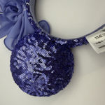 Disney  Parks Minnie Blue Iris Sequin Purple Hydrangea Bow Headband Ears Photo 4