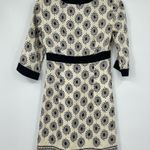 Milly  100% silk cream & black trim starburst 3/4 sleeve dress elegant size 2 Photo 4