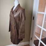 Sundance Vintage  Leather Trench Coat Jacket Lined Double Breasted Size Medium Photo 8