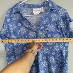 Laura Ashley Woman’s Polo Top 100% Linen Sz M Blue White Floral Short Sleeve Photo 4