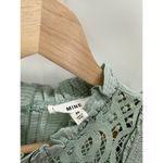 Mine Top Women MEDIUM NWT Mint Sage Green Short Sleeve Ruffle Neck Lace Yoke Photo 4