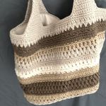Lina: Brown/Tan/Beige/ White Woven (crocheted) Shoulder Bag Photo 7