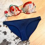 TRIANGL Two Piece Floral‎ Tropical Navy Bikini Size Small Blue Photo 0