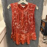 Lucky Brand Rust Floral Babydoll Peplum Ruffle Sleeveless Tank Top Feminine Photo 1