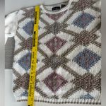 Vintage 80s 90s Hunters Run Tan White Pink Argyle Knit Sweater Size Large Photo 5