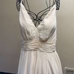 Kennedy Blue  , Elegant Cream Maxi Dress with Ruched Detail Photo 3