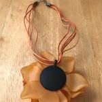 Orange Flower Necklace Crystals Retro Festive Photo 5