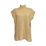 Ganni Rib Knit Mockneck Wool-Blend Sweater, Camel, Medium Photo 5