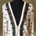 Spoiled Lace, Bows, Polka Dots, Black Cream Cardigan Size XL Photo 5