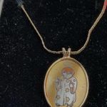 Vintage Hummel Signed Pendant. Original. chain and box. Gold Photo 0