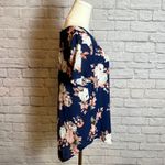 Chelsea & Theodore Women's S Navy Floral Short Sleeve Blouse Chiccore Softcore Blue Photo 1