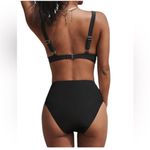 Cupshe Black Scalloped V-Neck High-Waisted Bikini New With Tags. Photo 1