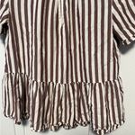 Madewell Stanza Ruffle-Hem Top Striped Size XS Deep Wine White Womens Photo 3