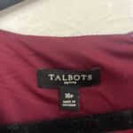 Talbots maroon 2/3 sleeve dress with black faux leather trim size 16P Photo 2