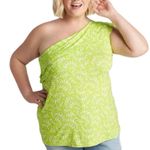 Lane Bryant  NWT Vibrant Lime Green and White One Shoulder Ruffled Top Size 22/24 Photo 0