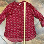 Kut From The Kloth Floral V-neck Button Down Sheer Blouse Large Photo 5