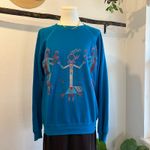 Hanes Vintage 90s Blue Southwestern Painted Crewneck Sweater USA Size M Photo 2