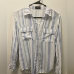 Milk n honey snall blue and white striped button down women’s blouse Photo 3