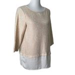 Chico's Mix Media Blouse Women Size 1 Medium Floral Lace Feminine Casual Top Photo 3