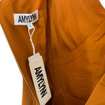 AmyLynn Amoura Ruffle Midi Satin Wedding Guest Dress Tan Size S NWT Orange Photo 8