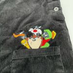 Warner Brothers Vintage 90s Y2K Looney Tunes Black Corduroy Overall Mini Dress Photo 4