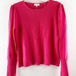 Kinross Cashmere Crewneck Pullover Puff Sleeve Sweater Pink Medium Photo 0