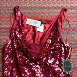 NWT VTG MESMERIZE SEXY RED SILK SEQUIN DRAPE NECK TOP Size L Photo 5