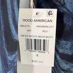 Good American Bodysuit Blue Black Ink Swirl Mesh Mock Neck Bodysuit Sz 2X(5) NWT Photo 6