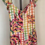 Farm Rio  Printed Romper Small Boho Colorful Photo 0