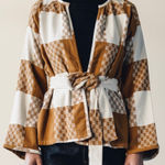 Ace & Jig Womens Chase Cardigan Clove Brown Plaid Waist Tie Size XS Cotton Photo 0