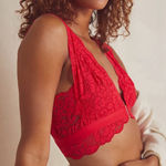 Free People NWT  HAH Elegant Red Lace Bralette - small red Photo 0