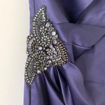Eliza J  One Shoulder Satin Dress with Beaded Detail in Purple - Size 6 Photo 2