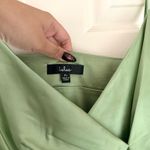 Lulus Say You Will Green Satin Faux Wrap Mini Dress Photo 7
