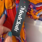 Modcloth  Taking a Tropical Twirl Babydoll Orange Psychedelic 60’s Dress MED NWT Photo 1