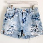 ZARA Basic Distressed Denim Shorts Y2K Photo 0