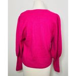 CeCe  Hot Pink Pullover Sweater Long Balloon Puff Sleeve Crew Neck Sz S Photo 2