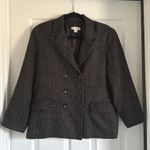 Coldwater Creek Blazer Tweed Double Breasted Career Jacket Black Tan Size 14 Photo 9