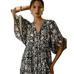 Daughters of India Kyra Midi Dress in Pepper Paisley Floral NWT size XLARGE Black Photo 2