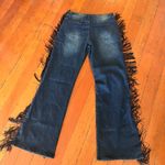 Fringe Accent Black Wide Leg Jeans Blue Size undefined Photo 2