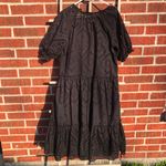 O.P.T. Black Cotton Eyelet Embroidered Midi Dress Tiered Medium Photo 7