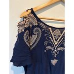 Alya  womens blue romper size M embroidered short sleeves cut outs Photo 1
