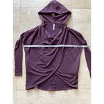 Athleta  women's Maroon Cropped Hooded‎ pullover Size XS Fleece Sweatshirt Photo 3