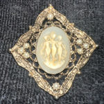 Vintage Cameo Three Muses Brooch Gold Photo 0