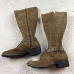 Clarks Derby Palace Suede Mid Calf Boots Womens Size 8 Brown Zip Up Strap Buckle Photo 3