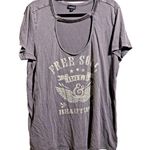 Torrid Free Soul Bold & Beautiful Distressed Gray T Shirt 1X Tee Beaded Wings Photo 0