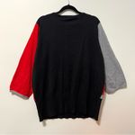Salon Studio Sweater Color Block Black Red Gray Three Quarter Sleeve Scoop Neck Size L Photo 1
